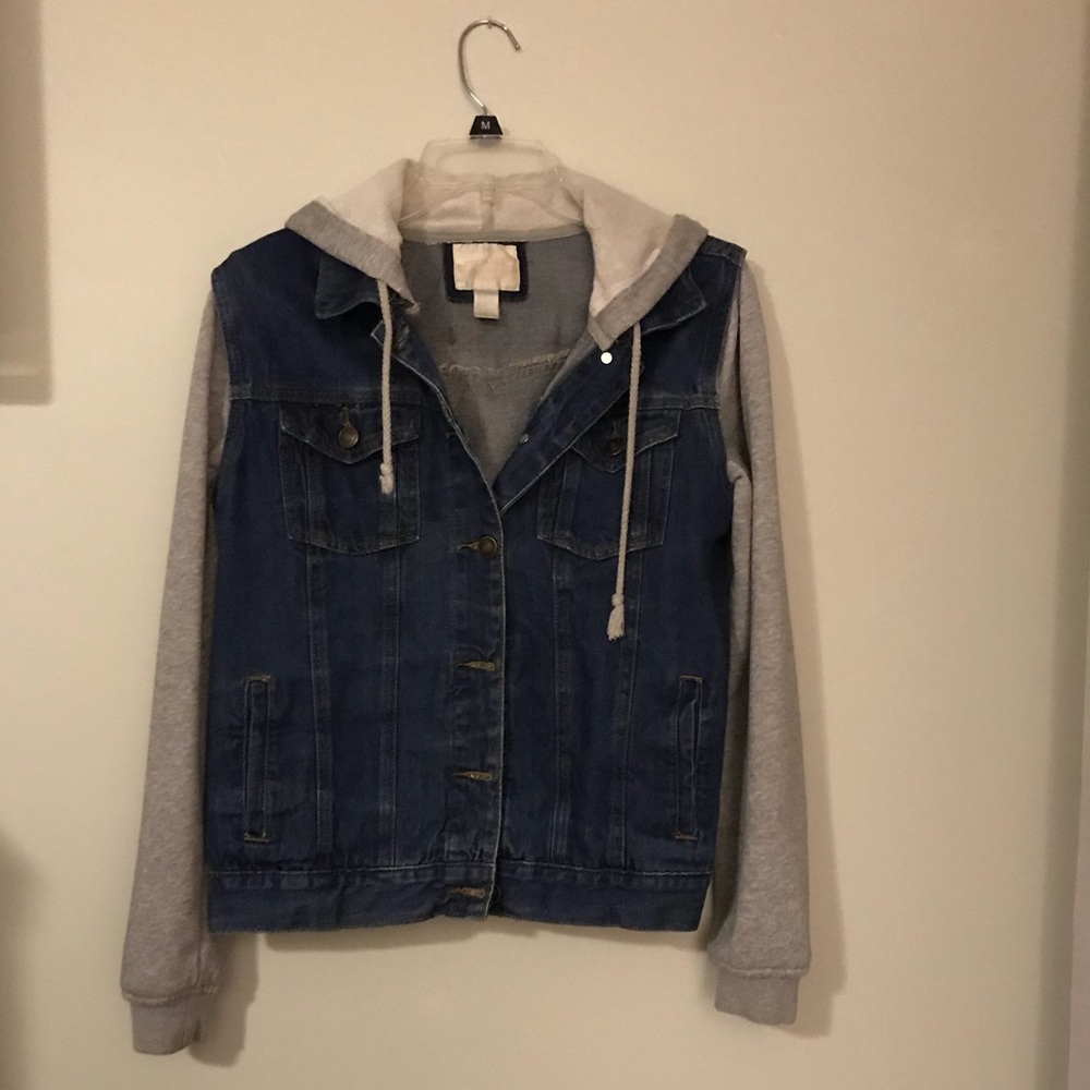 Forever 21 sweatshirt/jean jacket with hood!